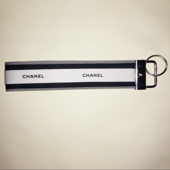 Upcycled Chanel Package Ribbon Keychain Wristlet - Picture 3 of 4